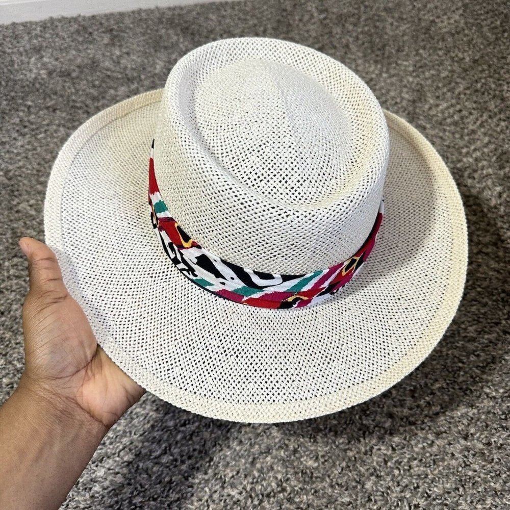 Vintage Beige Straw Derby Cap Made in USA Golf Adjustable One Size